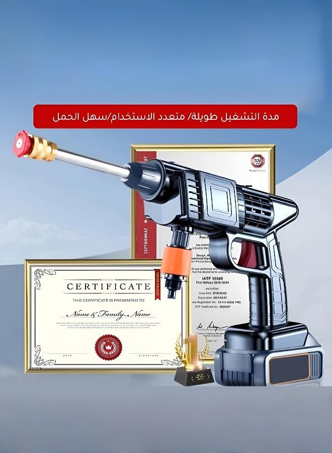 نظام تنظيف سيارات كامل يعمل بالليثيوم وحدة غسيل سيارات لاسلكية تعمل بالبطارية عالية الضغط أداة تنظيف سيارات منزلية محمولة بطارية 5 خلايا لوقت تشغيل أطول فوهة دوارة لتنظيف السيارة بسلاسة مثالية لغسيل السيارات في الهواء الطلق في مواقف السيارات والمرائب المنزلية والمواقع المماثلة حل مريح لتنظيف السيارات - Image 3